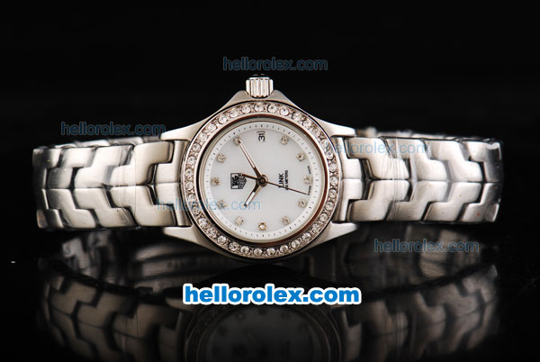 Tag Heuer Link 200 Meters Quartz Diamond Bezel and Marking with White Dial Lady Size - Click Image to Close